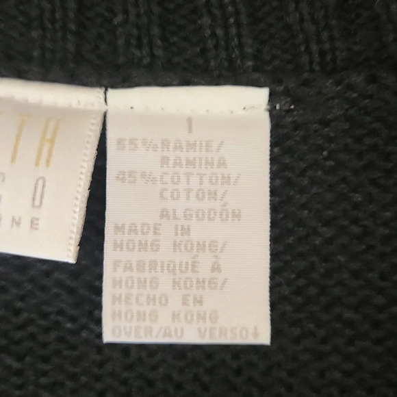 🛍Elisabeth Liz & Co Black Ramie Full Zip‎ Knitted Cardigan Womens Plus Sz 1 - Picture 4 of 7